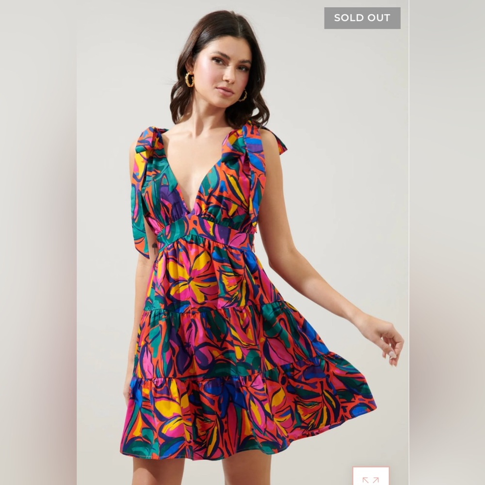 Vibrant Multicolor Floral V‑Neck Tiered Sundress